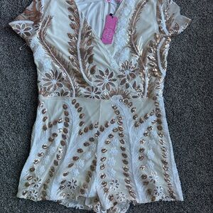 Chic Floral Sequin Romper